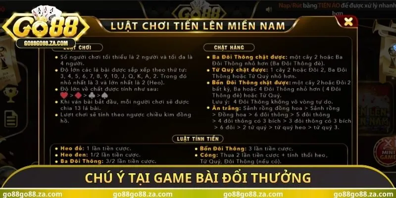 Chú ý tại Game bài đổi thưởng