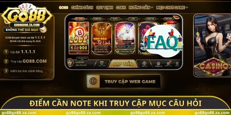 Điểm cần note khi truy cập mục câu hỏi
