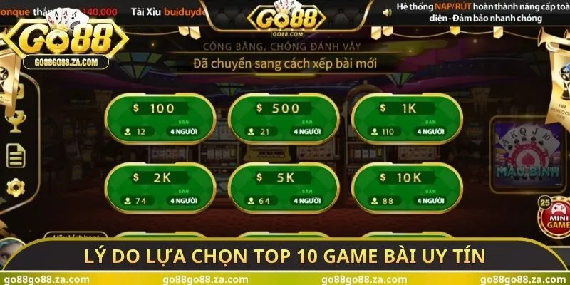 Lý do lựa chọn Top 10 Game bài uy tín