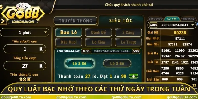 Quy luật bạc nhớ lô đề theo các thứ ngày trong tuần