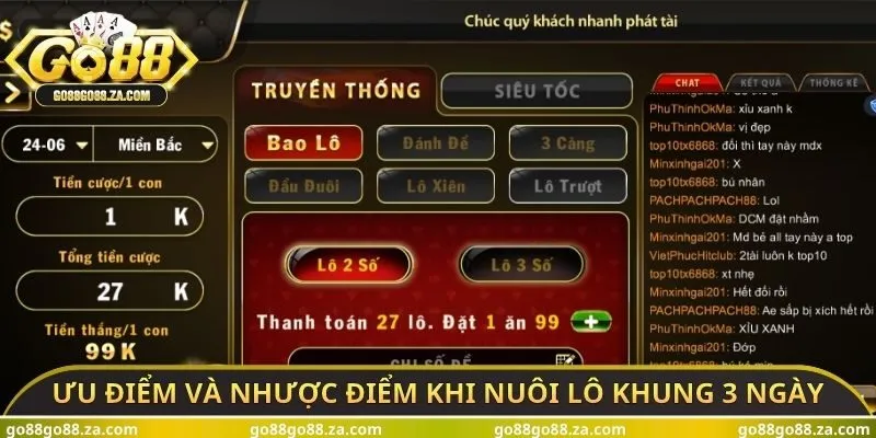 Ưu điểm và nhược điểm khi nuôi lô khung 3 ngày